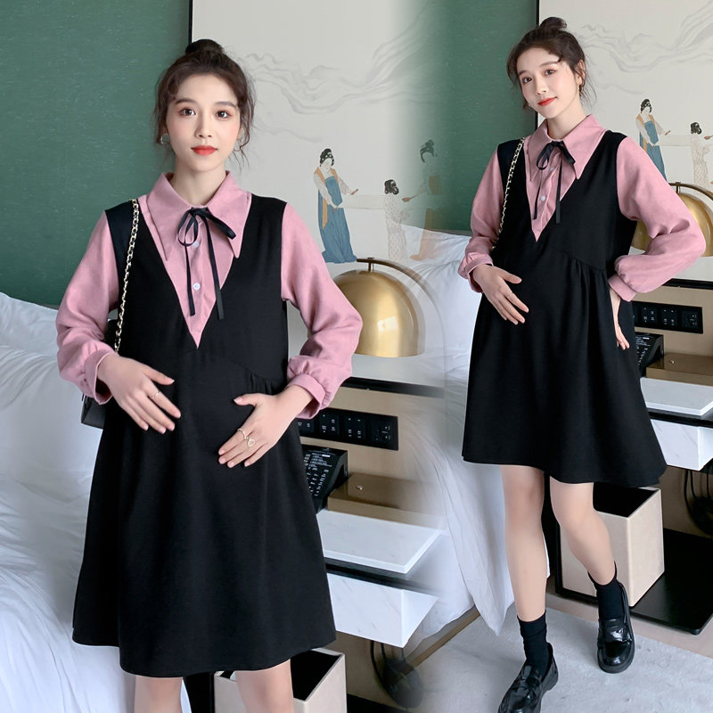 Silver fiber computer radiation protection clothing maternity clothes wear a belly pocket sling to work leave two-piece dress spring and autumn