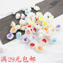 2cm bicolor emulated foam PE rose flower with hand decorated flower ring with flower fake flower small flower head