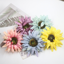 Emulated flower head flower sun flower diy hand for material straw hat decoration accessories shooting props flower wall decoration