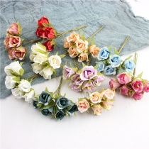 Simulation DIY wreath Mori headdress European Tea Rose Bud silk cloth with iron wire small bouquet Garland material
