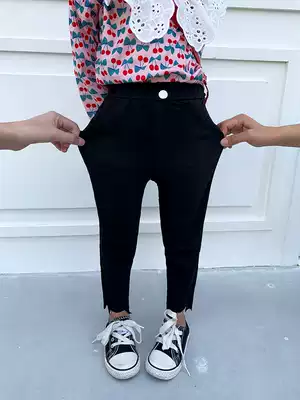 2021 autumn new girls Korean version of the western school all-match trousers solid color casual slim-fit elastic inner pants tide 5893