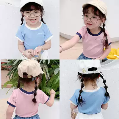 2021 casual fashion children's clothing girls T-shirt children Foreign style short sleeve top baby wild base shirt 5513