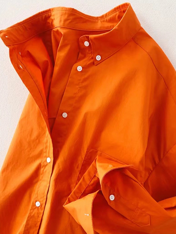 Korean Style Loose and Casual High-End Orange Shirt for Women, Spring Age-Reducing Versatile Slimming Long-Sleeve Shirt Top Trendy Korean Style Loose and Casual High-End Orange Shirt for Women, Spring Age-Reducing Versatile Slimming Long-Sleeve Shirt Top Trendy