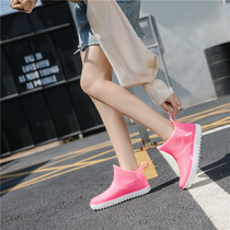 Korean rain boots womens cute rain boots fashion style outer wear medium and short tube non-slip waterproof rubber shoes water boots water shoes rainproof shoes