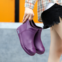 2020 rain boots womens waterproof shoes plus velvet plastic rubber shoes fashion rain boots short tube non-slip new Korean water shoes