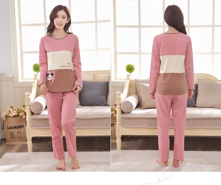 Phiên bản Hàn Quốc của cặp đôi đồ ngủ mùa thu nữ phù hợp với cotton dài tay mùa xuân và đồ ngủ mùa thu cotton dài tay dễ thương bộ jum đẹp
