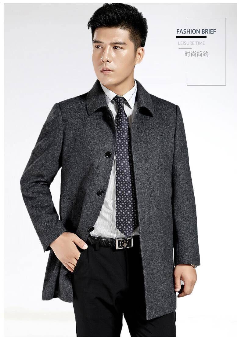 花公子秋冬羊绒毛呢大衣男中老年中长款风衣爸爸装羊毛尼子外套详情20