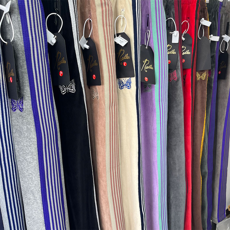 Needles Butterfly Pants Velvet Fabric Side Webbing Color-Blocking Velvet Loose Sports Long Pants Unisex Trendy Needles Butterfly Pants Velvet Fabric Side Webbing Color-Blocking Velvet Loose Sports Long Pants Unisex Trendy