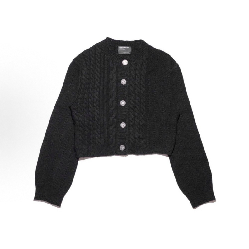 Erd's Melancholic Rich Second-Generation Ribbed Distressed Single-Breasted Short Knit Sweater, Unisex, Same Style as Jackson Wang