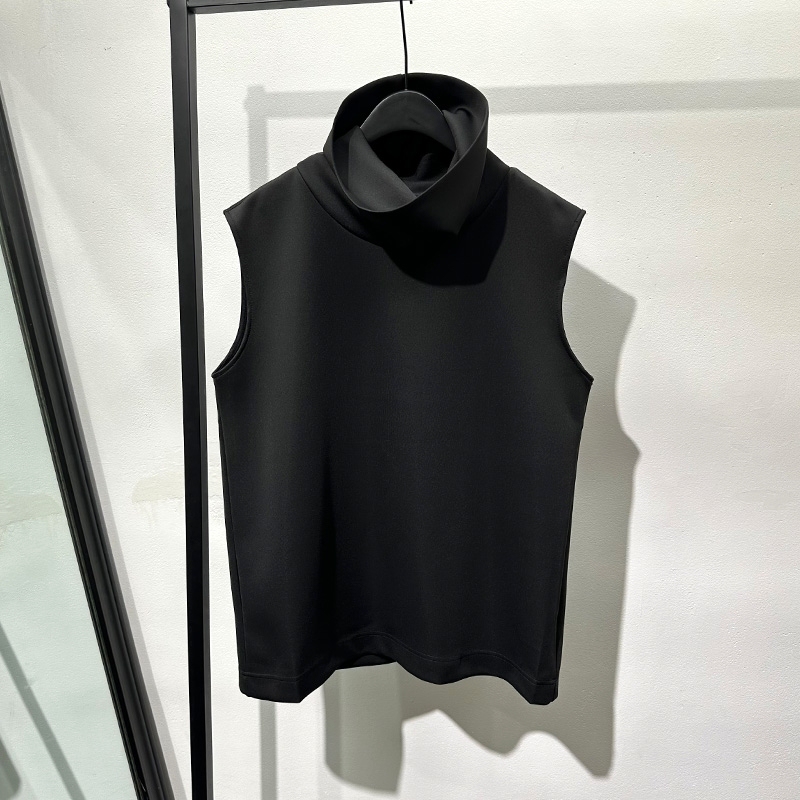 Summer Trendy Men's Dark Avant-Garde Fashion Brand High-Neck Loose Shirt Vest Popular Cool and Stylish Versatile Sleeveless T-Shirt