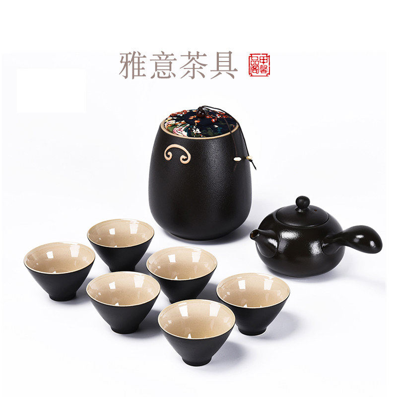 JiaXin coarse ceramic tea set kung fu tea cup cup teapot tea caddy fixings suit household type
