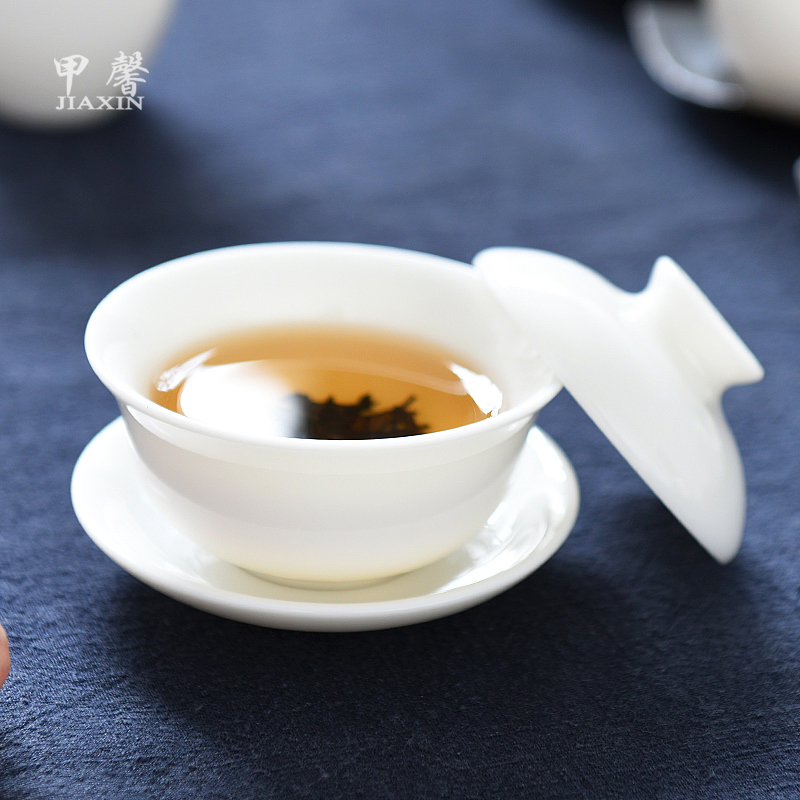 JiaXin dehua white porcelain only three tureen large ceramic tea cup kung fu tea bowl medium cup tea accessories