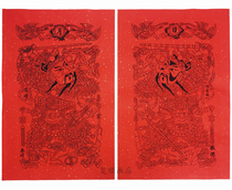  New Years painting festive door god pair exorcizes evil spirits and avoids evil town house sprinkling gold and red gifts Yangjiabu woodblock wood panel decoration