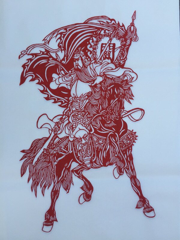 Shandong Weifang Yangjiabu's woodblock prints year of paper cutting paper year painting Wu Caishen riding off the public