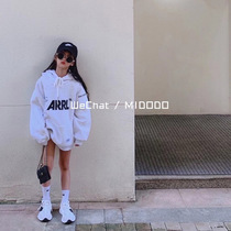 South Korean children Lianhood loose hooded sweatshirt 2021 new autumn and winter male and female children foreign gas plus velvet letters and clothing thickened