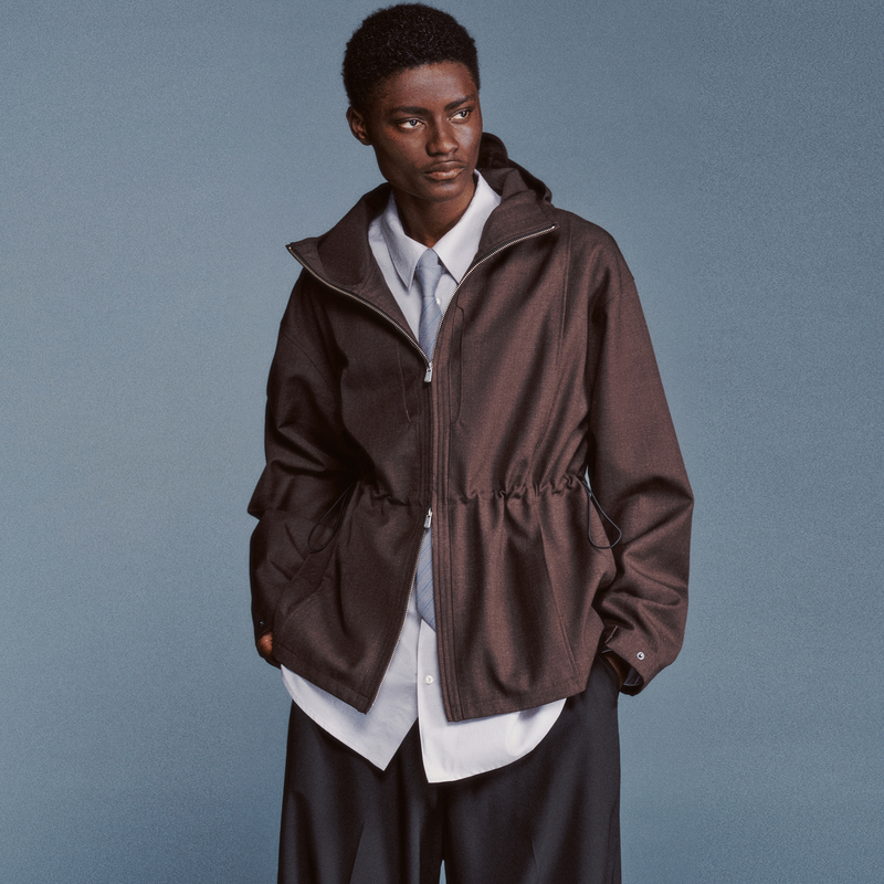 「Othello」Water-Repellent Wool Blend Hooded Silhouette Jacket Monody Silhouette