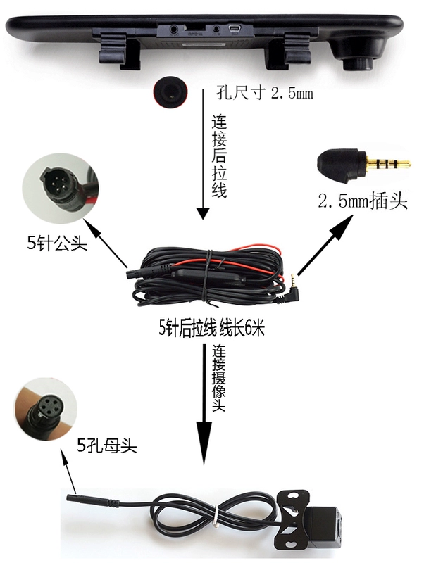 GM phía sau kéo ngược hình ảnh HD tầm nhìn ban đêm 4 lõi 5 lỗ ghi âm lái xe phía sau camera hồng ngoại - Âm thanh xe hơi / Xe điện tử máy hút bụi xe ô tô