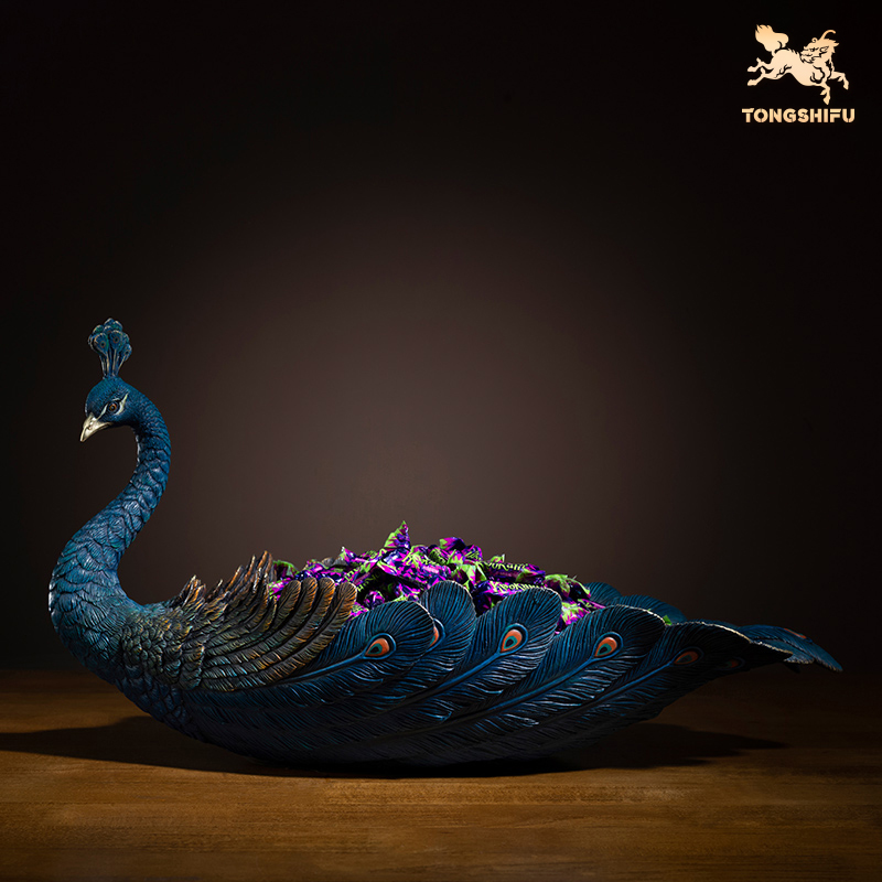 Copper Master copper - cut - off piece blue peacock candy plate copper - craft decoration living room