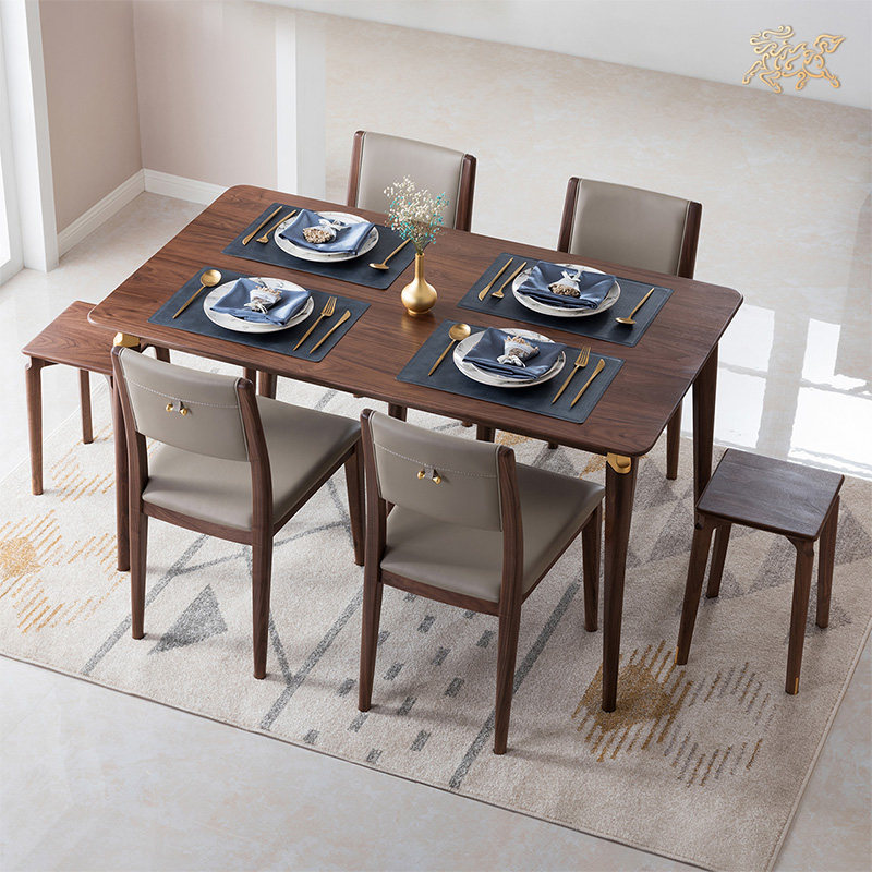 Copper master Copper wood doctrine Van Gogh series restaurant furniture dining table and chairs American black walnut solid wood furniture