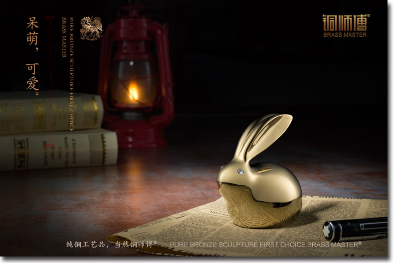 Đồng thạc sĩ đồ trang trí bằng đồng "Pha Lê copper rabbit" thủ công đồ trang trí trang trí nhà