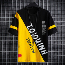 Boys shirt Summer tide big boy short-sleeved cotton 12-15 years old loose fat high school student T-shirt male