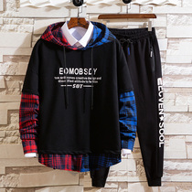 Boys clothes spring set junior high school students 11 middle and big children plus fat loose 12 foreign atmosphere 18 leisure 15-year-old two-piece set