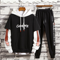 Fat Boy Autumn Clothing Boy 12 Long Sleeve Suit 15 Year Old Loose Big Code Boy Loading Junior High School Student Gats Up Two Sets