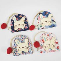 Han Style Cartoon Small Rabbit Embroidery Handmade Cloth Art Key Bag Pull-out Key Bag Girl Draw Rope Key Button