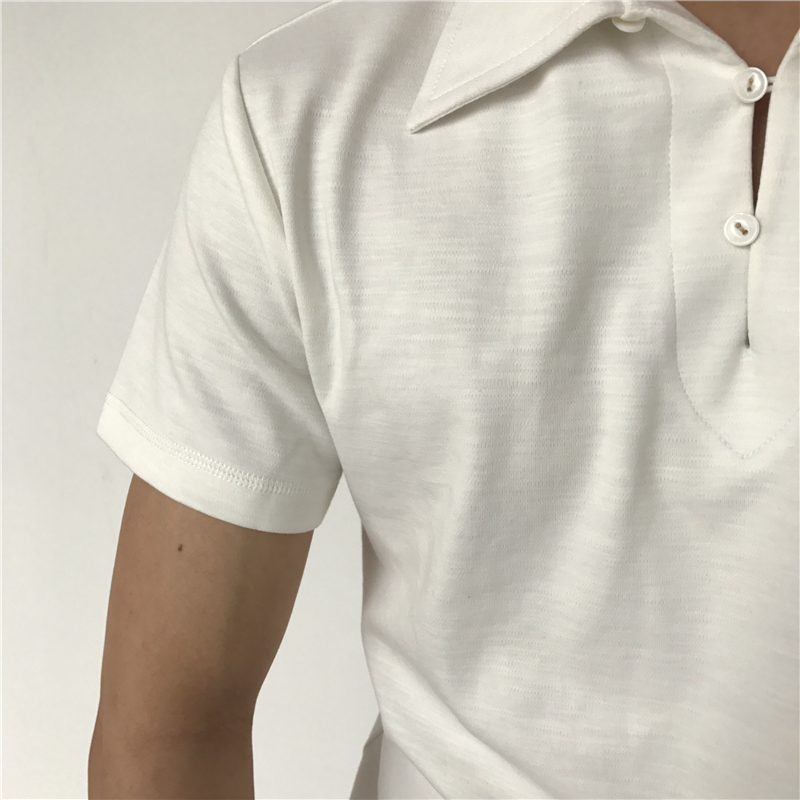 Ami 咔叽 Mỹ retro handmade tre bông cổ áo cổ áo POLO áo sơ mi nam ngắn tay không-Henry cổ áo T-Shirt nam mùa hè