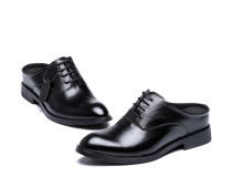 New genuine leather mens single slippers with higher male slippers casual home male leather shoes fitting room Baotou mens shoes