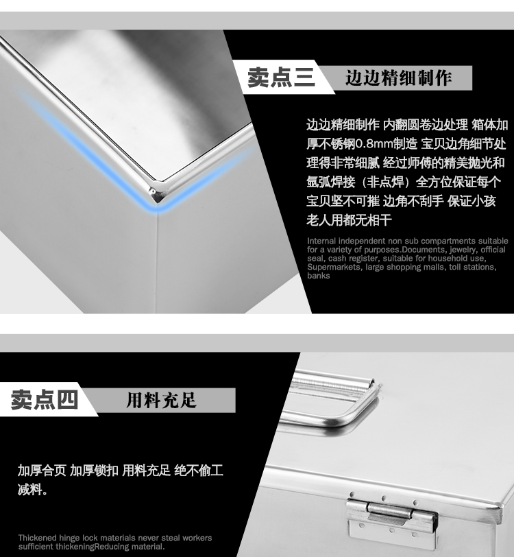 Stainless Steel Suitcase Loaded Cash Box Cash Drawer Jewelry Box