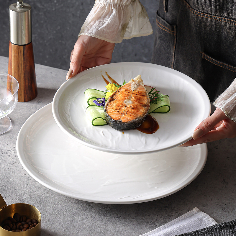 Artistic Pure White Creative Ceramic Flat Plate Dinner Plate Fruit Plate Household Dish Plate Steak Plate Pasta Plate 2026 New Model
