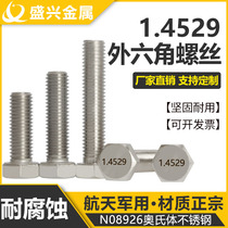 1 4529 external hexagonal bolt corrosion resistance N08926 austenitic stainless steel screw 25-6Mo screw stud