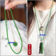 High-end Jasper Millet Bead Necklace Women's Long Sweater Chain Buddha Amulet Hotan Jade Jade Gold Pendant Hanging Chain Rope