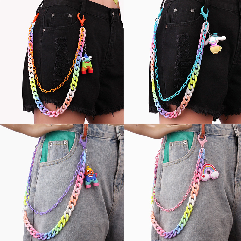 ins Internet Celebrity Style Waist Chain Colorful Resin Pants Chain Accessory Trendy Cute Cartoon Pendant Versatile Chain