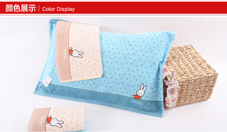 Gói khăn bông cotton đích thực Một cặp gối dày đôi hoạt hình thỏ con trưởng thành khăn bông gối