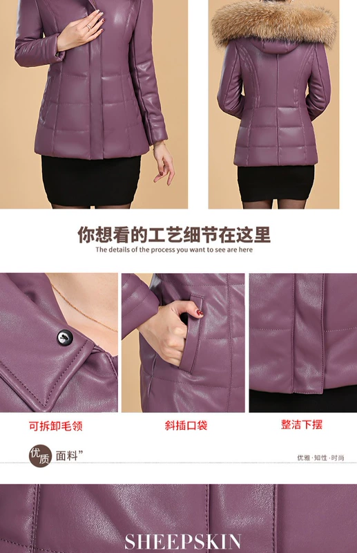 Da trung niên xuống bông pad phụ nữ ngắn phần lớn kích thước lớn Phụ nữ trung niên mặc áo khoác da mùa đông