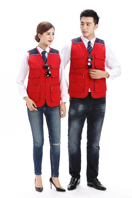 Áo vest công sở tùy chỉnh ngoài trời nhiếp ảnh gia đám cưới bông nhà máy tự động sửa chữa dày vest vest nam và nữ ao ba lo nam