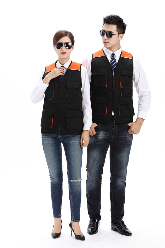 Áo vest công sở tùy chỉnh ngoài trời nhiếp ảnh gia đám cưới bông nhà máy tự động sửa chữa dày vest vest nam và nữ ao ba lo nam