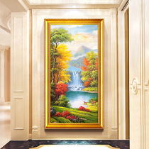 Hand-painted oil painting European-style landscape decoration painting living room entrance landscape corridor aisle Cornucopia mural vertical hanging painting