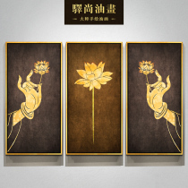 New Chinese hanging painting Living room Chinese decorative painting Thai triptych vertical mural Zen Southeast Asian style oil painting