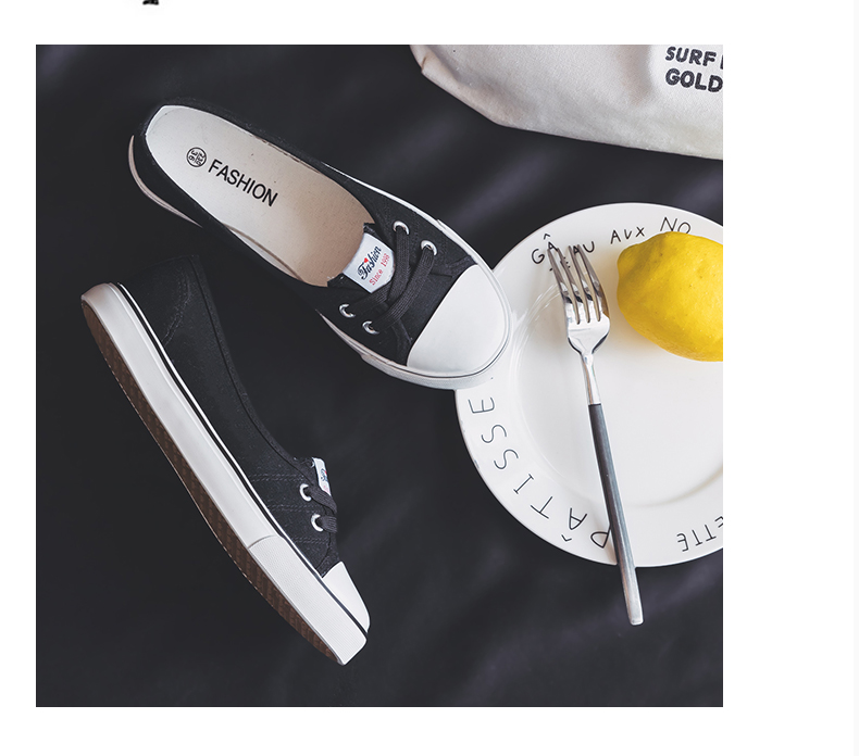 Mùa hè 2018 mới đôi giày vải nhỏ màu trắng của phụ nữ Sinh viên Harajuku ulzzang Phiên bản Hàn Quốc của mùa xuân hoang dã giày nông giầy thể thao nữ