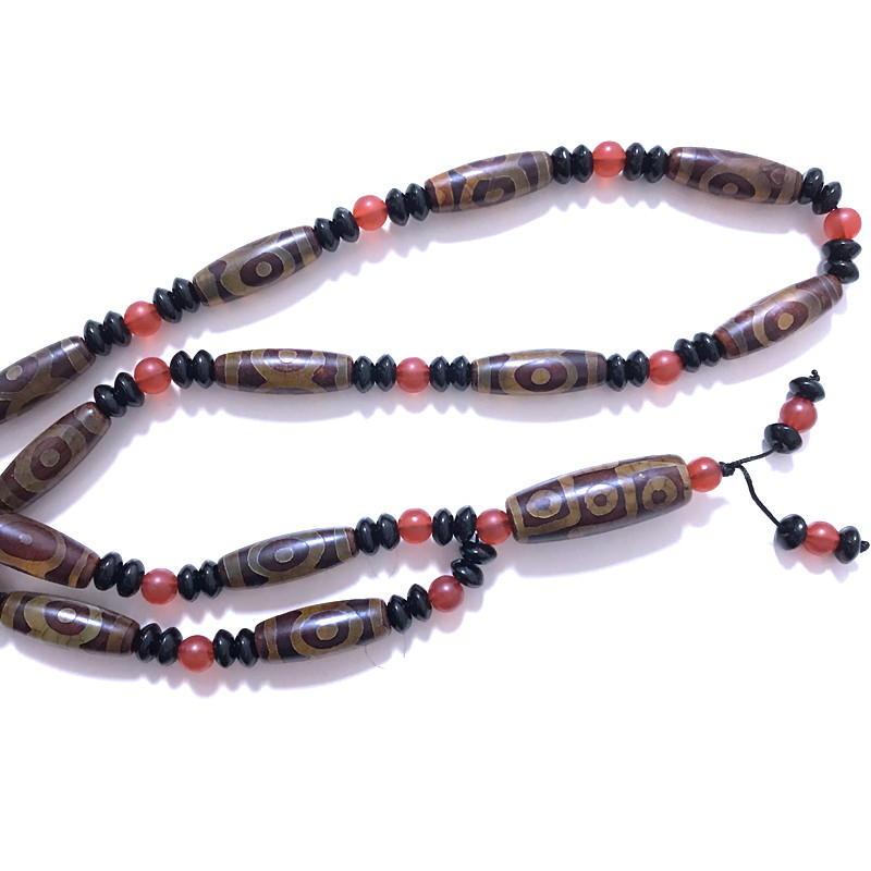 天然原矿西藏三眼天珠手持12颗+1颗九眼天珠项链 包邮