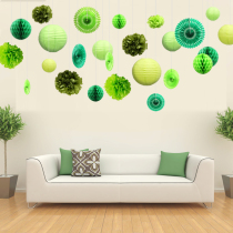 Kindergarten Huanchuang material Lantern Honeycomb ball paper fan Flower Air hanging corridor Forest ceiling hanging garden