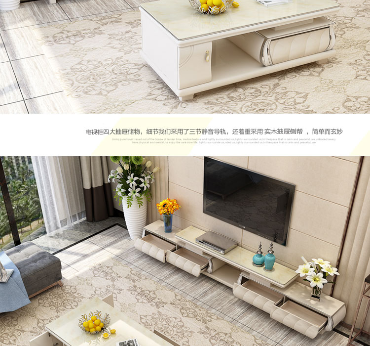 Tối giản hiện đại kết hợp phòng khách bàn cà phê tủ TV của các đơn vị kích thước tủ kính có thể thu bằng đá cẩm thạch màu be - Buồng tủ quần áo cửa lùa