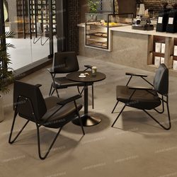 Industrial Style Coffee Shop Table and Chair Combination Milk Tea Shop Bar Clear Bar Sofa Popular Dark Style Black Table and Chair Combination
