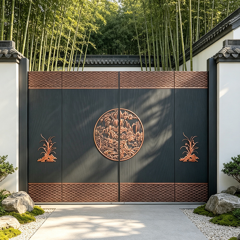 Aluminum Alloy Courtyard Gate, Aluminum Carved Imitation Copper Gate, Villa Gate, Garden Gate, Community Gate, Rural Self-Built House Yard Gate Aluminum Alloy Courtyard Gate, Aluminum Carved Imitation Copper Gate, Villa Gate, Garden Gate, Community Gate, Rural Self-Built House Yard Gate