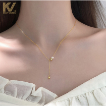 Pearl necklace female 925 sterling silver light luxury design sense tide ins simple temperament flash diamond choker 2021 New