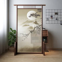 New Chinese style solid wood yarn screen partition living room entrance bedroom occlusion household simple modern fashion mobile seat screen