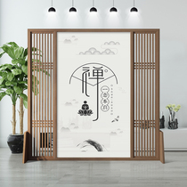 New Chinese style screen partition living room solid wood office landscape mobile seat screen Hotel decoration modern entrance mobile